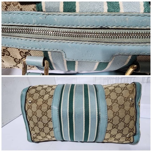 Authentic Gucci GG Canvas Boston Bag Beige/Blue - Picture 12 of 16